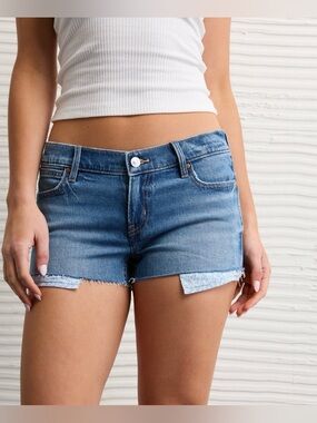 NWT American Eagle Perfect Shortie Super Low Rise Denim Shorts Size 2 / 26W